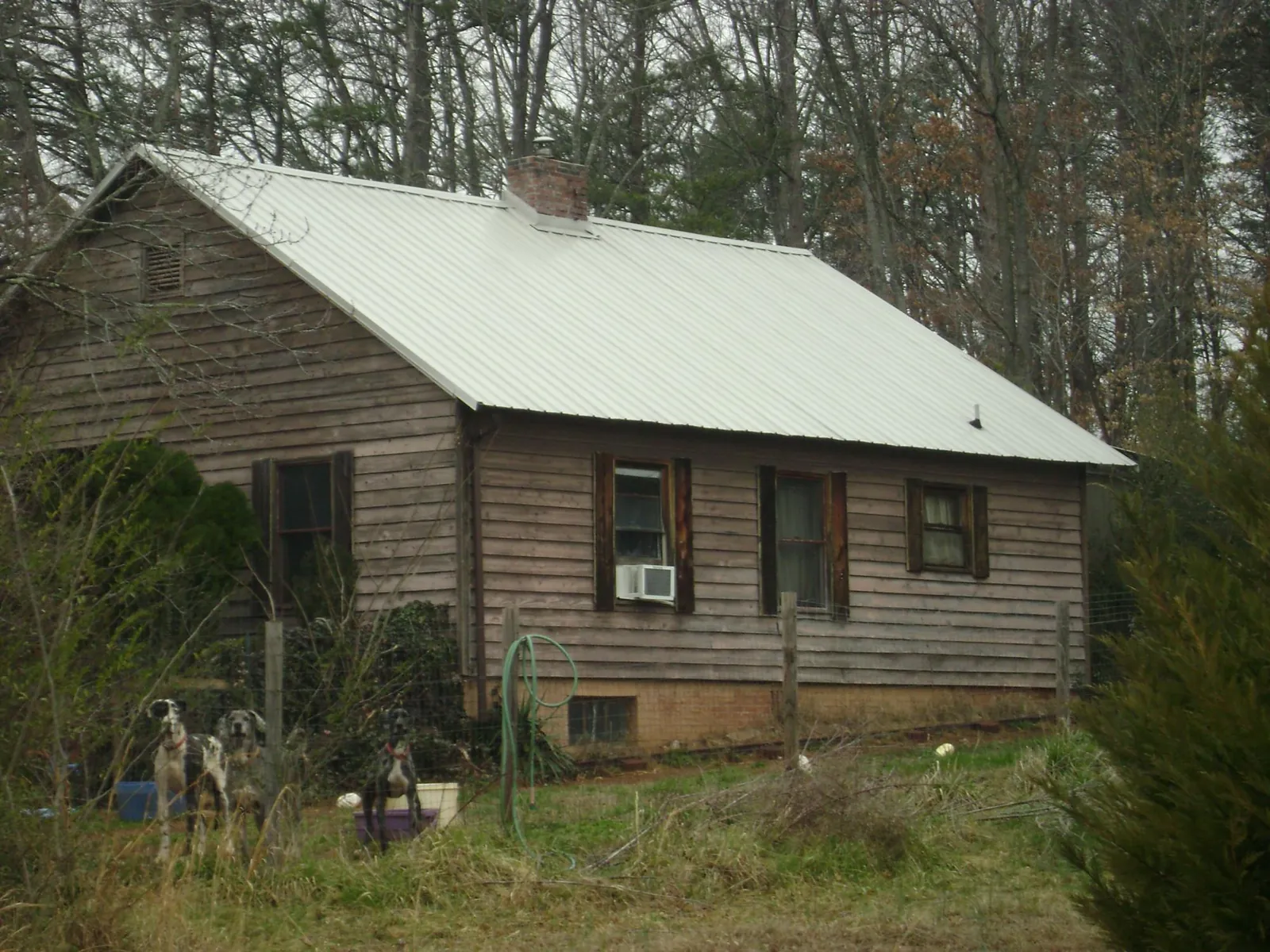 White metal roof on an old wood sided farmhouse, from a Metal Roof Installation job in Gazelle